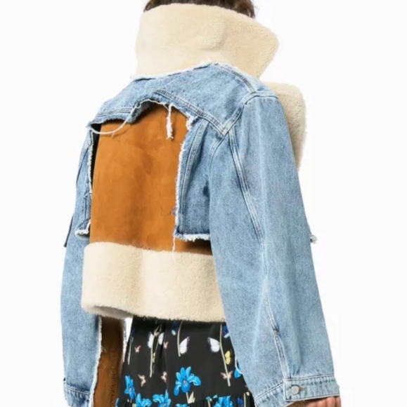 Pre-order Sale ⚠️🔜LONG SLEEVE FLEECE & DENIM PATCHWORK RELAX FIT JACKET - Picture 4 of 5